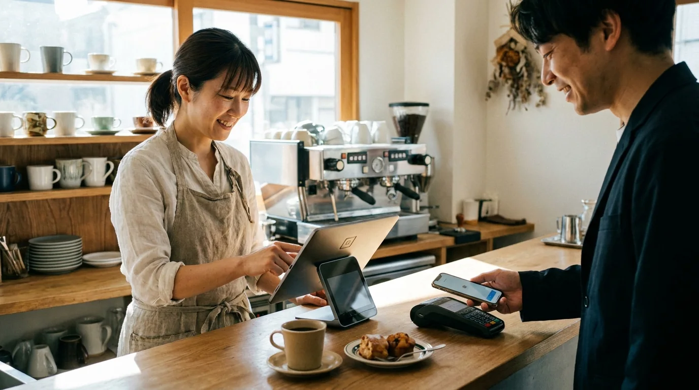 カフェのタブレットレジでのキャッシュレス決済