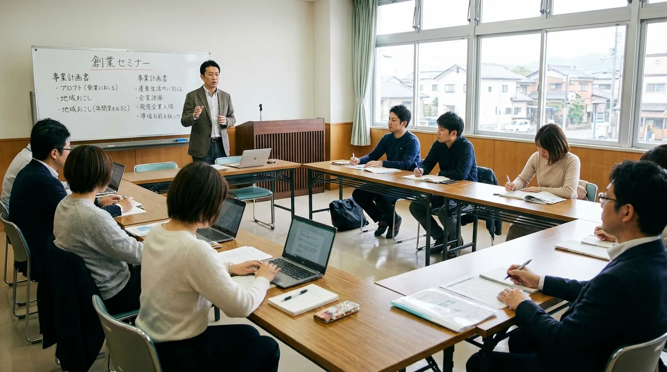 自治体の創業セミナーを受講する創業予定者たち(イメージ)